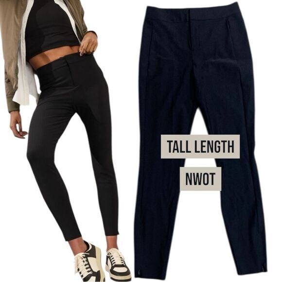 Athleta Pants - Athleta Stellar Mid-Rise Slim Pants Black Euroluxe Size‎ 4 Tall NWOT